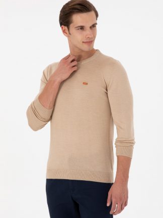 پلیور مردانه کرم ملانژ یو اس پولو