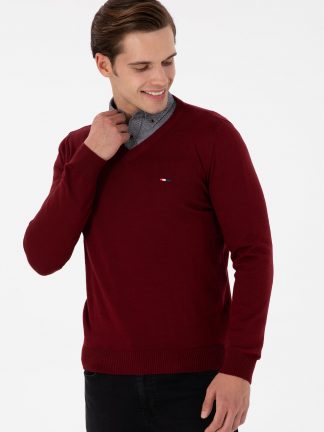پلیور مردانه زرشکی یو اس پولو