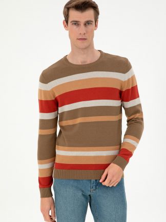 پلیور مردانه خاکی روشن یو اس پولو