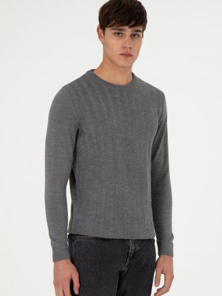 پلیور مردانه خاکی ملانژ یو اس پولو