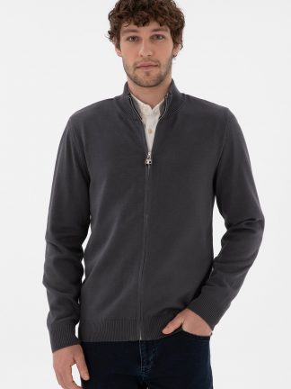 ژاکت مردانه خاکستری تیره یو اس پولو