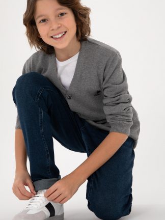 ژاکت پسرانه خاکی ملانژ یو اس پولو