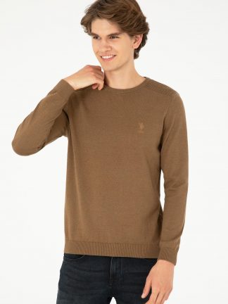 پلیور مردانه خاکی ملانژ یو اس پولو
