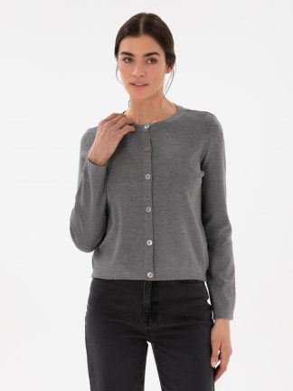 ژاکت زنانه خاکی ملانژ پیرکاردین