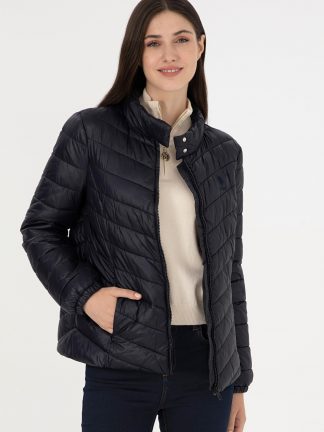 کاپشن زنانه سرمه ای یو اس پولو