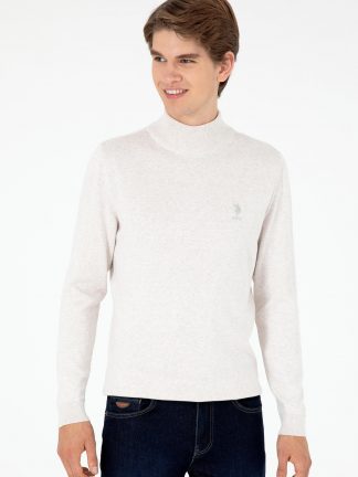 پلیور مردانه طوسی ملانژ یو اس پولو