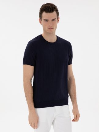 تی شرت مردانه سرمه ای پیرکاردین