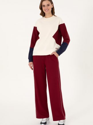 شلوار راحتی زنانه زرشکی یو اس پولو