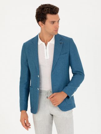 کت مردانه آبی فیروزه ای کاشارل