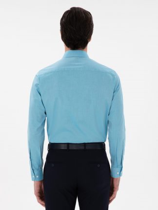 پیراهن مردانه آبی فیروزه ای کاشارل