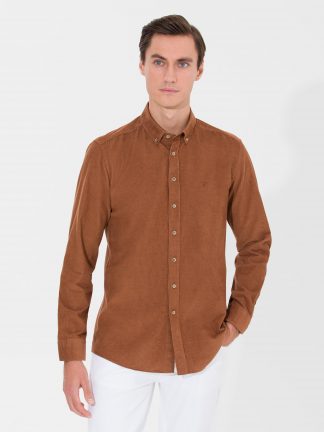 پیراهن مردانه قهوه ای روشن کاشارل