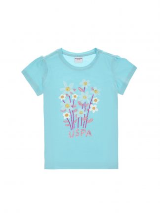 تی شرت دخترانه آبی فیروزه ای یو اس پولو