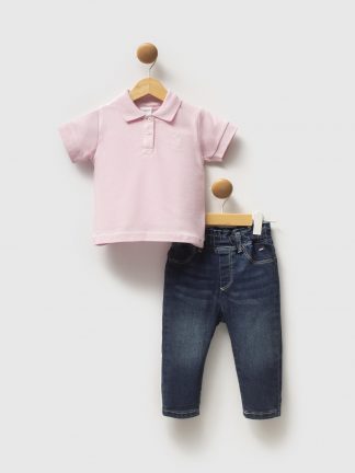 ست لباس نوزاد دختر صورتی پودری یو اس پولو