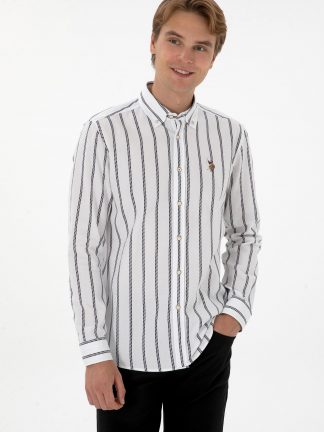 پیراهن آستین بلند مردانه سرمه ای یو اس پولو