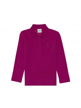 پولوشرت دخترانه صورتی روشن یو اس پولو