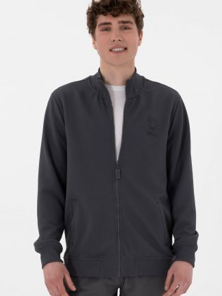 ژاکت مردانه خاکستری تیره یو اس پولو