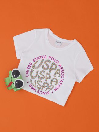 تی شرت دخترانه سفید یو اس پولو