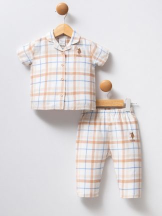 ست لباس نوزاد دختر سفید یو اس پولو