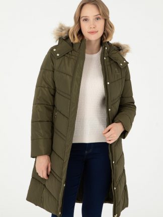 کاپشن زنانه خاکی روشن یو اس پولو