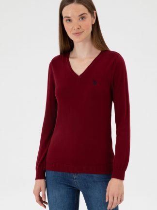 پلیور زنانه زرشکی یو اس پولو