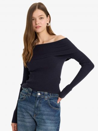 پلیور زنانه سرمه ای دفکتو