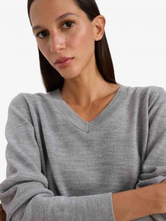 پلیور زنانه خاکستری روشن دفکتو