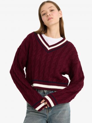 پلیور زنانه زرشکی دفکتو