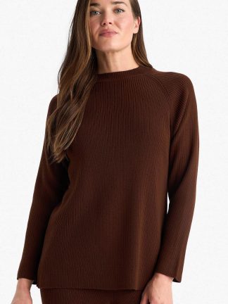 پلیور زنانه قهوه ای تیره دفکتو