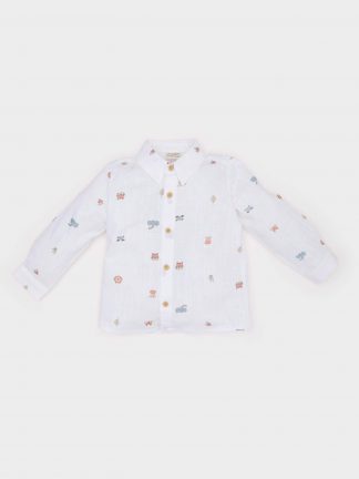 پیراهن نوزاد پسر بژ دفکتو