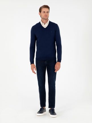 پلیور مردانه آبی لاجوردی روشن پیرکاردین