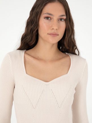 پلیور زنانه کرم یو اس پولو