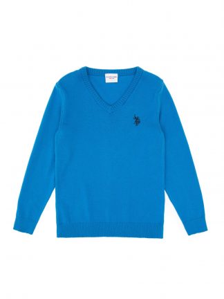 پلیور پسرانه آبی کوبالت یو اس پولو