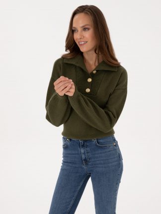 پلیور زنانه خاکی روشن پیرکاردین