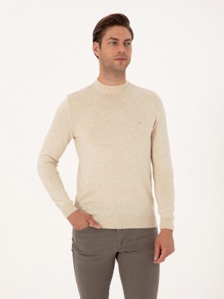 پلیور مردانه کرم ملانژ پیرکاردین