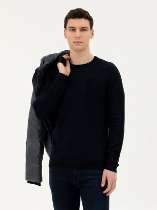 پلیور مردانه سرمه ای تیره پیرکاردین