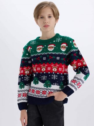 پلیور پسرانه سرمه ای دفکتو