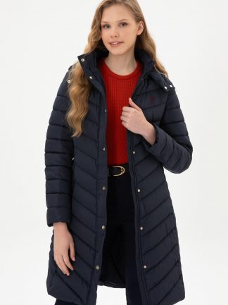 کاپشن زنانه سرمه ای یو اس پولو