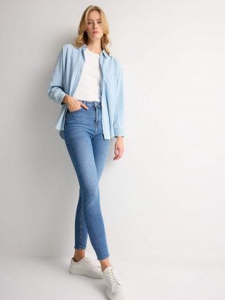 شلوار جین جذب زنانه نعنایی (فرعی) (مادر:آبی) دفکتو