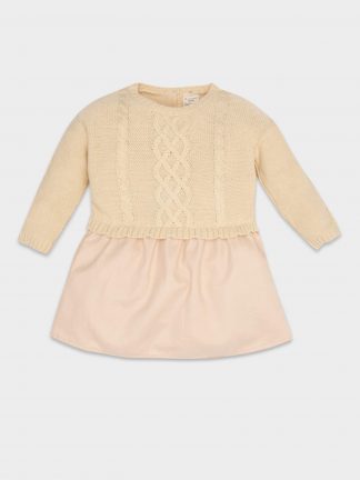 پیراهن نوزاد دختر بژ دفکتو