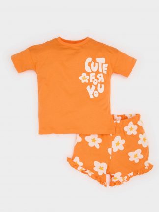 ست لباس نوزاد دختر نارنجی دفکتو