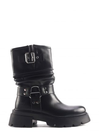 نیم بوت بایکر زنانه مشکی سگک دار مدل JAKY 4PR اینجی تصویر ۱