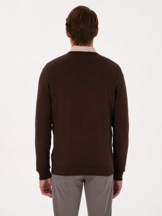 پلیور مردانه قهوه ای پیرکاردین