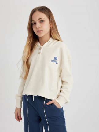 هودی دخترانه بژ دفکتو تصویر ۱