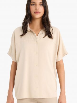 شومیز زنانه بژ دفکتو تصویر ۱