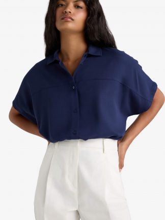 شومیز زنانه سرمه ای دفکتو تصویر ۱